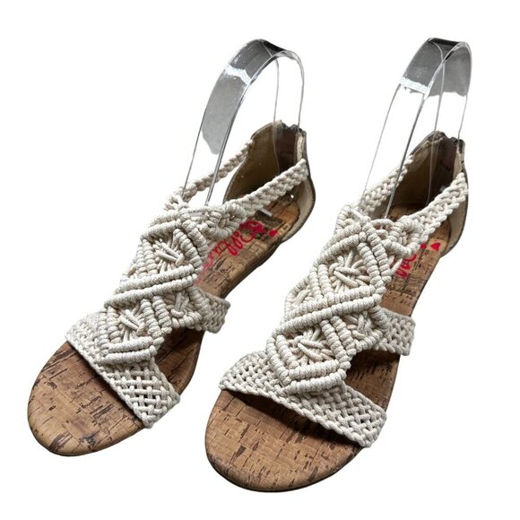 Jelly Pop Crochet Sandals Womens Size 5.5 Palermo Cork Sole Back Zipper Closure - Picture 2 of 9
